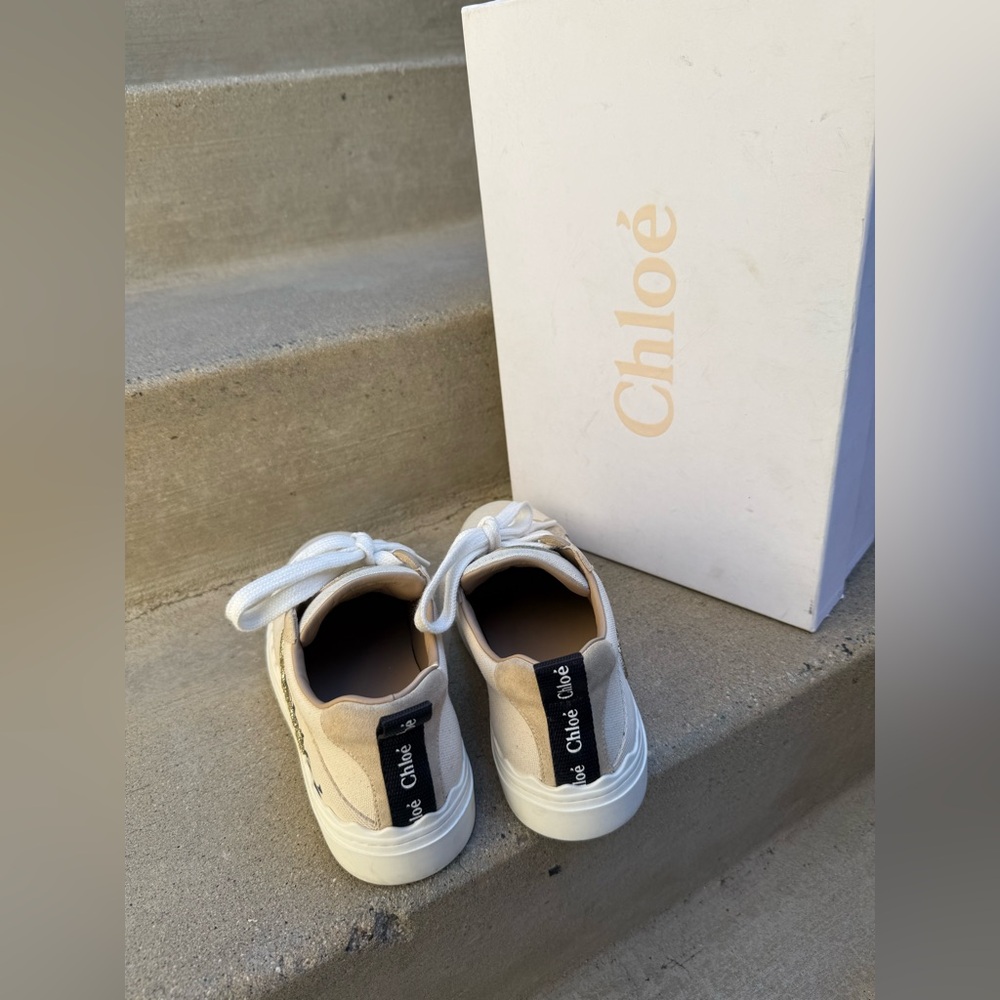 Chlo Lauren Low Top Sneaker, Canvas & Suede - image 8